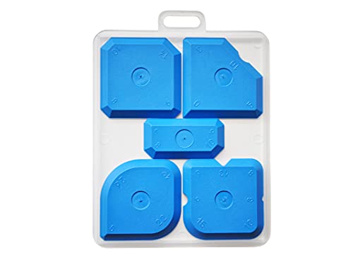 My Plast Fugen-Glätter – professioneller Fugen-Spachtel für Silikon, Silikonfugen und Acrylfugen, Abzieher für perfekte Fugen, Set 5-teilig, 1 x 5 Stück, Blau