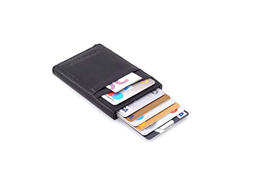 Festland DESIGN Kartenetui mit RFID Blocker bis zu 11 Karten - Geldbeutel Kreditkartenetui Schutzhülle - RFID/NFC Abschirmung Blocking (Schwarz)