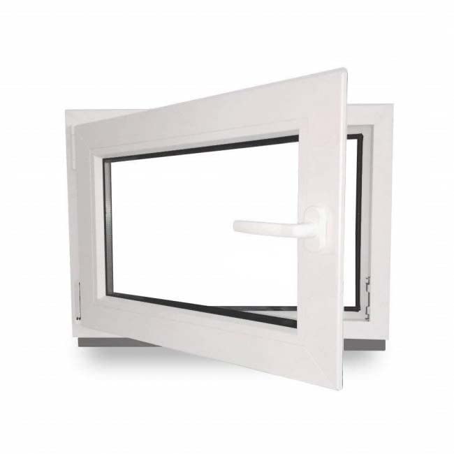 Kellerfenster - Kunststoff - Fenster - weiß - BxH: 100 x 50 cm - 1000 x 500 mm - DIN Links - 3 fach Verglasung - 60 mm Profil