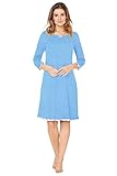 e.FEMME® Damen Nachthemd Marion 944, 3/4- Lange Ärmel, aus 50% Baumwolle und 50% Modal (Blau/Ecru, 40)