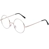 TRIXES Brille mit Rundgläsern in Kupfer- Beatles Retro Sechziger Jahre Stil Klarglas Gläser - Runde Brille als Kostümergänzung Cosplay Retro-Partys Geek Gläser Zubehör zum Anziehen - Klassische Vintag