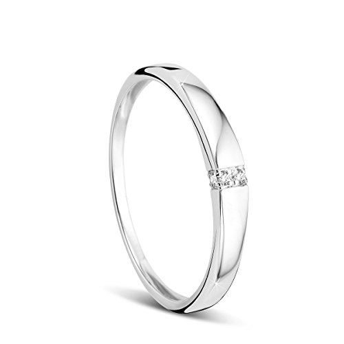 Orovi Damen-Ring Memoire Hochzeitsring Weißgold 9 Karat (375) Diamant 0.02 carat Verlobungsring Diamantring