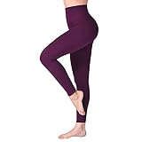 SINOPHANT Leggings Damen High Waist - Blickdicht Leggins mit Bauchkontrolle für Sport Yoga Gym(1 Zwetschgenpurpur,S-M)
