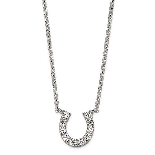 Diamond2deal Halskette mit Pferdeschuh-Anhänger 925 Sterlingsilber Zirkonia 40,6 cm