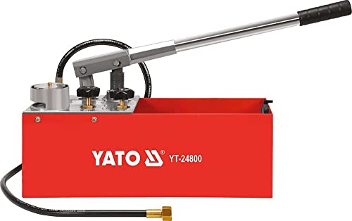 YATO Profi XXL Handpumpe für Drucktest, max. Druck 5 MPa (50 bar), 12 Liter, ideal für Solar Heizung Rohre, Hand Prüfpumpe Druck Prüf Pumpe Befüll Pumpe Test Heizleckprüfpumpe