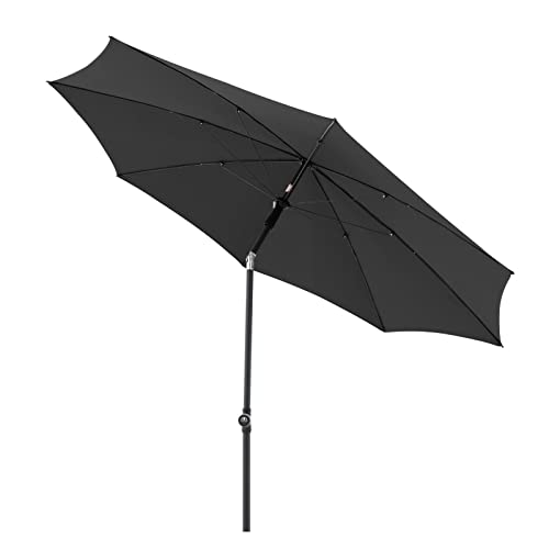 Doppler Sonnenschirm Rethink 200cm in Dunkelgrau - Runder Sonnenschirm für Balkon & Terrasse - Nachhaltiger Schirm - Balkonsonnenschirm mit Handöffner - Mit Hülle - Kippbarer Gartenschirm
