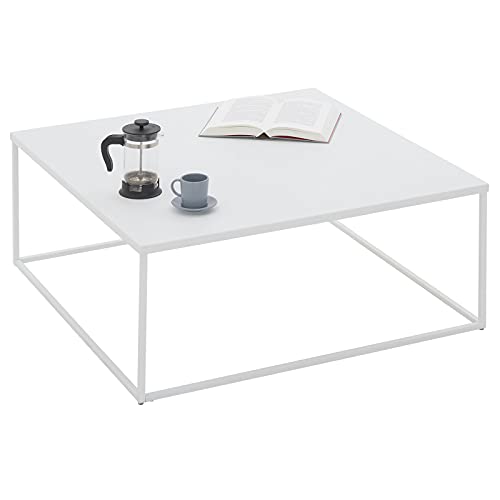 IDIMEX Couchtisch HILAR Sofatisch Wohnzimmertisch 80 x 80 cm, Tischplatte und Gestell Metall weiß lackiert