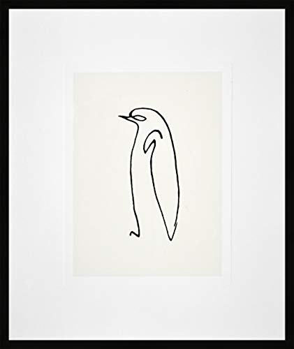 nielsen HOME Bild mit Rahmen 50x60 cm (hoch) - Picasso Le Pinguin I der Pinguin - Kunstdruck - Holzrahmen Schwarz - Premium Poster gerahmt made in Germany