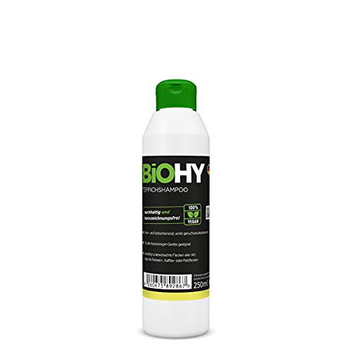 BiOHY Teppichshampoo (250ml Flasche) | Teppichreiniger ideal zur Entfernung von hartnäckigen Flecken | SPEZIELL FÜR WASCHSAUGER ENTWICKELT
