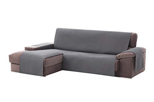 Textil-home Adele Chaise Longue Sofa Bezug, Schutz für Linke Arm Gesteppte Sofas. Größe -240cm. Farbe Grau (Vorderansicht)