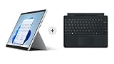 Microsoft Surface Pro 8, 13 Zoll 2-in-1 Tablet (Intel Core i5, 8GB RAM, 256GB SSD, Win 11 Home) Platin Grau mit Microsoft Surface Pro Signature Keyboard Schwarz (QWERTZ Keyboard)