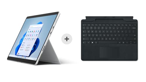 Microsoft Surface Pro 8, 13 Zoll 2-in-1 Tablet (Intel Core i5, 8GB RAM, 256GB SSD, Win 11 Home) Platin Grau mit Microsoft Surface Pro Signature Keyboard Schwarz (QWERTZ Keyboard)