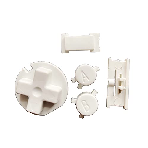 Weißes Gehäuse Shell Buttons Set Ersatz, für Nintendo Game Boy Color GBC Handheld Console, Außengehäuse mit D-Pad A B Netzschalter Schlüsseltaste 5 Stück Ersatzteile