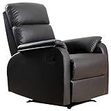 HOMCOM Relaxsessel Fernsehsessel Couch-Sessel Liegesessel Winkelschreibtisch mit CPU-Ständer verstellbar ergonomisch Kunstleder Stahl Braun 75 x 92 x 99 cm