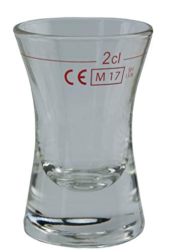 TableRoc 702620 Wachtmeister Schnapsglas, Shotglas, Stamper, 28ml, mit Rotring bei 2cl, Glas, transparent, 24 Stück