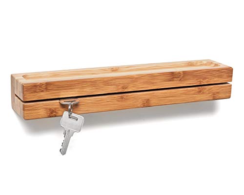 Perfectogar Schlüsselbrett Holz – stilvoller Schlüsselhalter mit Ablage – hochwertig verarbeitetes Schlüsselboard aus Bambus
