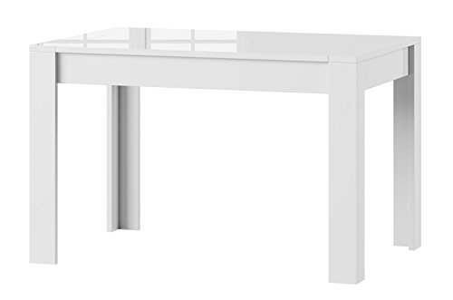 Furniture24 Tisch SYRIUS Küchentisch Esszimmertisch Esstisch ausziehbar bis 190 cm !!! (weiß Hochglanz)