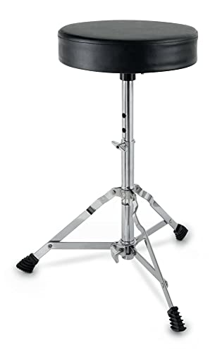 XDrum Schlagzeughocker Semi - Höhenverstellbarer Drum Hocker, verstellbar von 50-62 cm - Drei stabile Standbeine mit Gummifüßen, zusammenklappbar - Extra dicke 4 cm Polsterung für bequemen Sitz