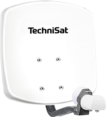 TechniSat DIGIDISH 33 – Satelliten-Schüssel für 2 Teilnehmer (33 cm kleine Sat Anlage - Komplettset mit Wandhalterung und Universal Twin-LNB) weiß