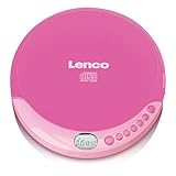 Lenco CD-011PK - Tragbarer CD-Spieler mit Akkuladefunktion - LCD-Bildschirm - Diskman - CD-Walkman - mit Kopfhörern und Micro-USB-Ladekabel - Pink