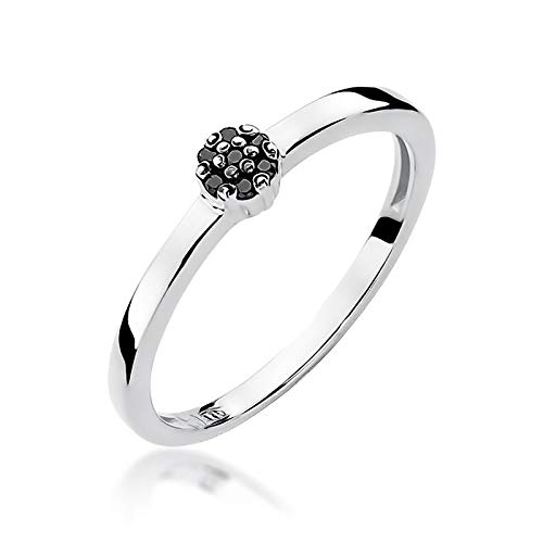 Damen Versprechen Ring Verlobungsring Antragsring 585 14k Gold Weißgold natürlicher echt Schwarze Diamanten Brillanten