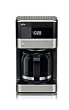 Braun PurAroma 7 Kaffeemaschine KF 7120 – Filterkaffeemaschine mit Glaskanne und Timer-Funktion, Kaffeezubereiter für einzigartiges Aroma, mit LCD-Display, 1000 Watt, schwarz/edelstahl