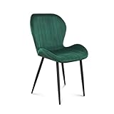 MARK ADLER Prince 2.0 Esszimmerstühle Polsterstuhl wohnzimmerstuhl Sessel mit Rückenlehne Sitzfläche aus Samt Bürostuhl mit Metallbeine bis 130 kg belastbar Grün
