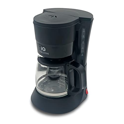 iQ Smart Kaffeemaschine CM-150 - 0,6l 550W Kaffeemaschine für 6 Tassen - Kompakt - Kaffeemaschine mit Kontrollleuchte und Tropfstopp - Herausnehmbarer, abwaschbarer Filter - Schwarz