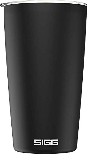 SIGG Neso Cup Black Thermobecher (0.4 L), schadstofffreier und isolierter Kaffeebecher, Coffee to go Becher aus 18/8 Edelstahl, mit Keramik Pure Ceram Beschichtung