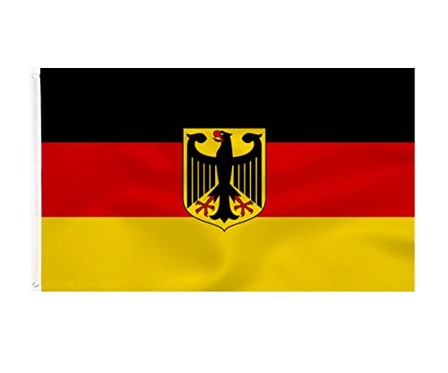Deutschland Fahne mit adler 90 x 150 cm - Deutsche Flagge 100% Polyester leuchtenden Farben mit Messing-Ösen Germany Flag