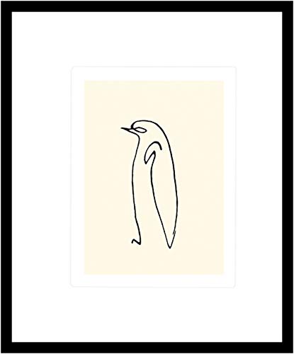 Pablo Picasso Pinguin Poster Kunstdruck Siebdruck Bild im Alu Rahmen in schwarz 60x50cm