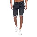 JEEL Herren Kurze Hosen - Slim-Fit Jeans-Shorts - 5-Pocket-Style - Stretch Herren-Shorts - Kurze Hose für Männer - Basic Washed - 6-Schwarz - 40W