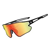 DUCO Polarisierte Sonnenbrille Baseball Sonnenbrille Leichte TR90 Rahmen UV400 Sport Radfahren Schatten für Männer Frauen DC0023 (Schwarz Rahmen Schwarz Temple Revo Orange Linse)