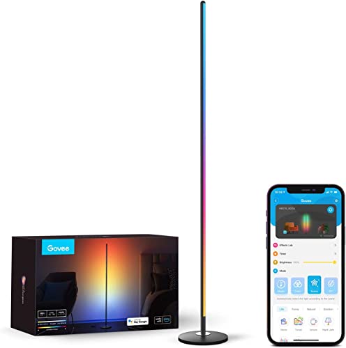 Govee LED Stehlampe, WiFi RGBIC Standleuchte, funktioniert mit Alexa und Google Assistant, App-Steuerung, 16 Millionen Farben, 58 Szenenmodi, Musikmodi, DIY-Modus für Schlafzimmer Gaming Schwarz