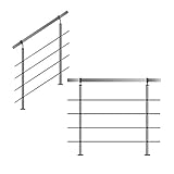 Edelstahl-Handlauf Geländer für Treppen Brüstung Balkon mit/ohne Querstreben (bis 2.0m inkl. 3 Pfosten 4 Querstangen)