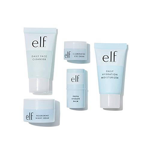 e.l.f. Jet Set Hydration Kit | TSA-freundliche Hautpflege | Cleanser, Balm, Feuchtigkeitscreme, Augencreme und Nachtcreme