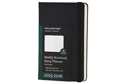 Moleskine 18 Monate Wochen-Notizkalender/Taschenkalender 2015/2016, Pocket, A6, Hard Cover, schwarz