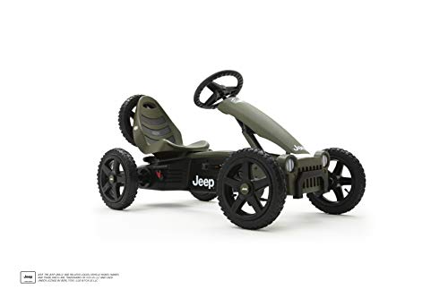 BERG Gokart Rally Jeep® Adventure | Kinderfahrzeug, Tretauto mit verstellbarer Sitz, Mit Feilauf, Kinderspielzeug geeignet für Kinder im Alter von 4-12 Jahren