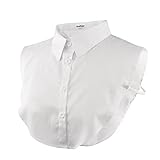 Wearlizer Frauen Kragen Abnehmbare Hälfte Shirt Bluse in Baumwolle Weiß/Schwarz/Jeans, Weiß, Einheitsgröße