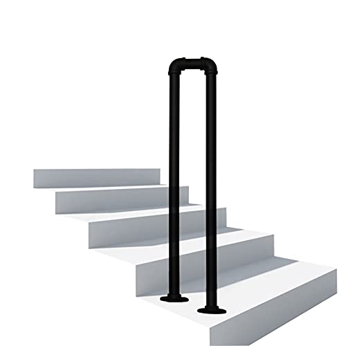 Treppengeländer für Außen Treppen Handlauf Metall Schwarz Schmiedeeiserne Treppengeländer Sicherheits-Übergangsgeländer für Terrassen Garten Terrasse Korridor Stützstange (95CM)