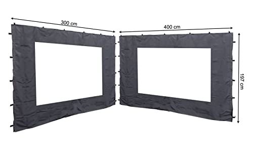 QUICK STAR 2 Seitenteile mit PVC Fenster für Rank Pavillon 3x4m Seitenwand Anthrazit RAL 7012