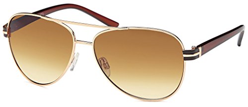 Balinco 17 Modelle Damen Pilotenbrille Sonnenbrille 70er Jahre Sunglasses Fliegerbrille (Gold-Braun)