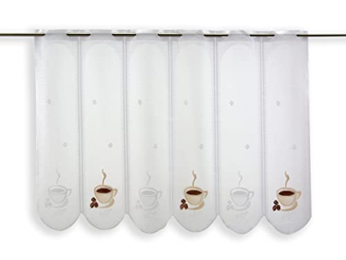 Scheibengardine Kaffee Tasse Bistrogardine Höhe 60cm versch. Breiten (60x75cm)