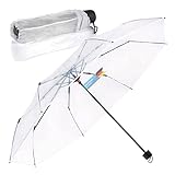 Durchsichtiger Regenschirm transparent, weißer Stockschirm Ø 95 cm; Eleganter Regenschirm in transparent - Das Fashion-Highlight (1x, Taschenschirm)