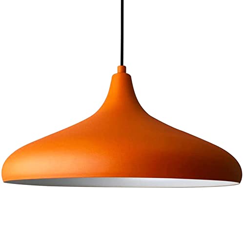 Bamyum Pendelleuchte Orange - Durchmesser 35 cm Metall E27 moderne Hängelampe für Wohnzimmer Küchendecke und Esstisch