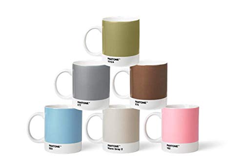 Pantone BecherSet2 Porzellan Becher 6er-Set, 6 Kaffeetassen à 375 ml, Coffee, mit Henkel, spülmaschinenfest, Pastell-und Metallfarben, Pastell & Metall