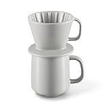 Tchibo Kaffeebecher, mit Filter für Handaufguss, Filtergröße 101, 350 ml, Mikrowellengeeignet, Keramik, Grau