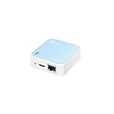 TP-Link TL-WR802N N300 WLAN Nano Router (Tragbar, Accesspoint, TV Adapter, Repeater, Router, Client, 300 Mbit/s (2,4GHz), Media, FTP Server), blau/ weiß, 57 x 57 x18 mm