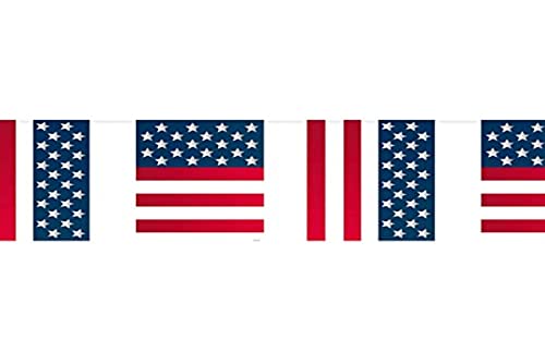 Folat Flaggengirlande mit USA-Flaggen, Party-Dekoration, 10 Meter lang