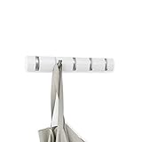 Umbra Flip 5 Garderobenhaken – Moderne, Schlichte und Platzsparende Garderobenleiste mit 5 Beweglichen Haken für Jacken, Mäntel, Schals, Handtaschen und Mehr, Hochglanz Weiß